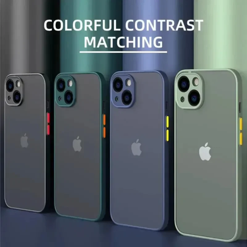 Shockproof Armor Matte Case For iPhone 16 15 14 Plus 13 11 12 Pro Max Luxury Silicone Bumper Clear Hard PC Back Cover Capa - Image 1