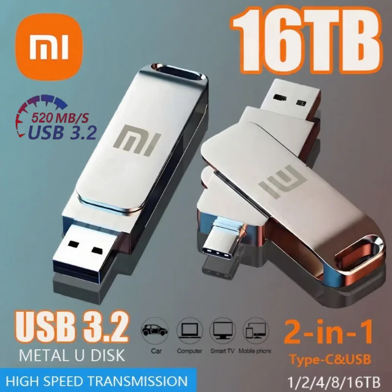Xiaomi 16TB Flash Drive USB 3.2 High Speed Waterproof USB Transfer Type-c 2-In-1 8TB 16TB OTG Pendrive Flash Disk For Computer - Image 1